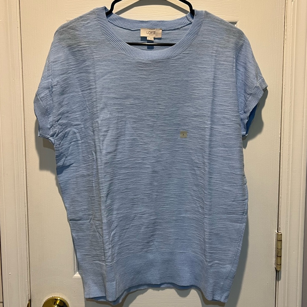 LOFT Sky Blue Knit Short Sleeve Sweater